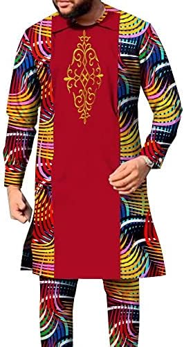 Afrička odjeća za tisak za muškarce sets Dashiki Outfits dvodijelni set majica s dugim rukavima i hlače muške afričke odjeće