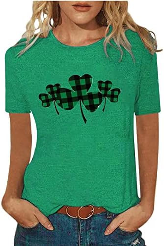 St.Patrickov dan košulja za žene Shamrock bluza o vratu labave košulje majice kratke rukave djeteline tiskane majice vrhovi