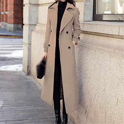 Zouyeeph jesen/zima ženski modni kaput Topla Čvrsta boja dugačka jakna s džepnim kaputom vitki kaput