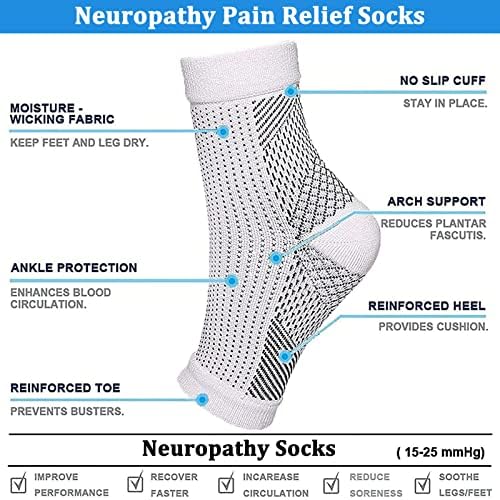 Ikneonei 4Pairs Comprex Glejne, rukavi za ublažavanje bolova u neuropatiji za noge, žene umiruju čarape plantarne fasciitisne čarape