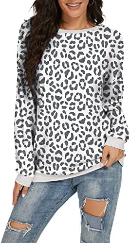 Jinkesi ženske ležerne boje dugih rukava blok okrugli vrat labave bluze majice majice majice pulover majice