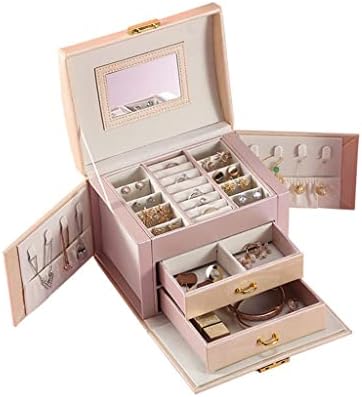 Kutija za pohranu nakita na tri razine s ogledalom prijenosna kutija za pohranu naušnica s prstenom kutija za nakit