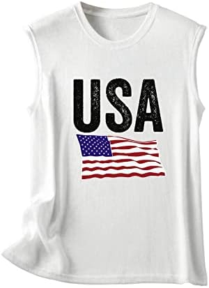 4. srpnja Košulja TENK TOPS za žene USA zastave Summer Casual Majice bez rukava Stripe za kravate Patriotic Fitness TENKS TOPS