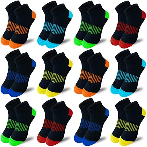 Jamegio Boy čarape 12 parova Sport Sport za gležnjeve Atletske čarape Djeca Pola jastuka s niskim izrezanim čarapama za malu veliku