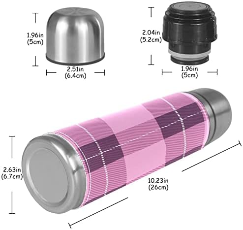 Tartan Plaid ružičasti uzorak 17oz termos šalica s ulijevanjem čepara nepropusnom od nehrđajućeg čelika dvostruki zid vakuuma izolirana