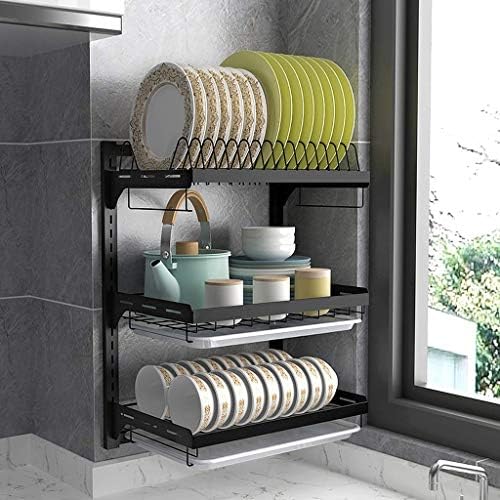 Fehun sudoperi, nordijski stil zidni stalak za jelo, 201 nehrđajući čelični kuhinjski stalak za odvod, stalak za odlaganje/3 sloja