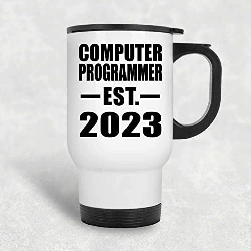 DesignSify računalni programer uspostavljen EST. 2023., bijela putnička šalica 14oz izolirana nehrđajući čelik, pokloni za rođendansku