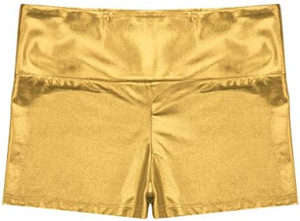 Yeeye Kids Girls Metallic mokri izgled gimnastički ples kratke hlače joga uske vruće hlače Sportske dno zlata+metalik 6 6