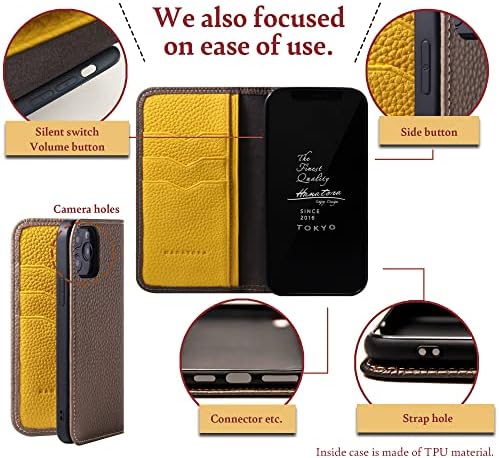 Hanatora] Flip-case iPhone13Pro s držačem za kartice Torbica za mobitel od prave kože Moderan kvalitetan torbica bez magneta za žene