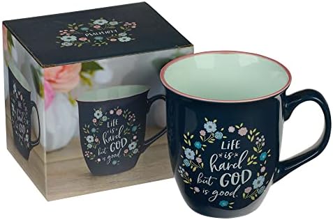 Kršćanska umjetnička darova velika keramička cvjetna kava i čaj Pisma za žene: Bog je dobar - Ps. 107: 1 Ohrabrujući biblijski stih