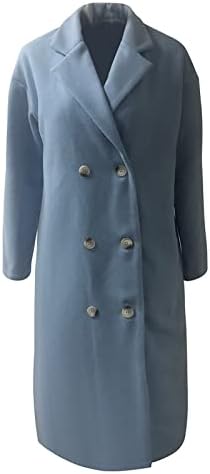 Ženske osnovne esencijalne dvostruke grudi MIDI vuna mješavina graška od graška 2022 Blazer jakne za žene Zimski kaput