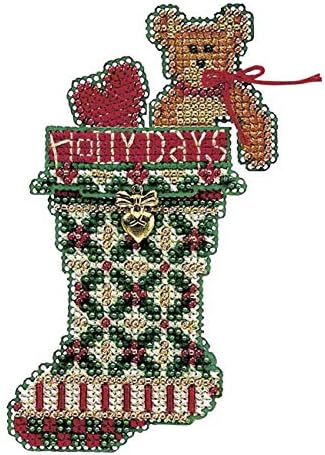 Holly Days Stocking brojeni cross šavovi ukras s perlicama Mill Hill 2004 Šarmirane čarape MHCS47