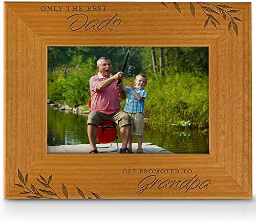 Samo se najbolji tati promoviraju u djeda, ugravirani okvir za fotografiju prirodnog drva odgovara 4x6 horizontalni portret za djeda,