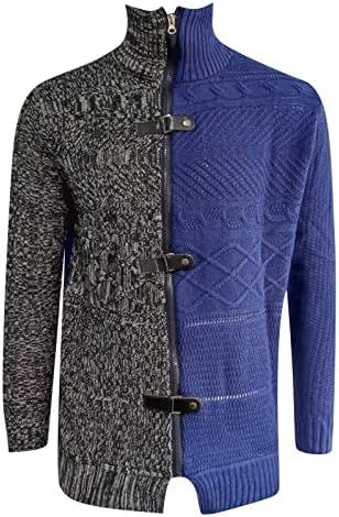 Wocachi muške pletene jakne Turtleneck Zimski pulover džemperi rebrasta boja Blok Comfort Stil Sylestally džempera