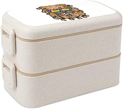 Rasta Lion Double Stackable Bento kutija za ručak Moderni bento kontejner sa setom pribor
