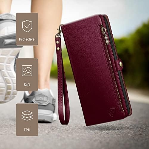 XcaseBar za Samsung Galaxy S23 Plus torbica-novčanik na munje 【Zaključavanje RFID】 Nositelj kreditne kartice, flip-imenik-folio Torbica