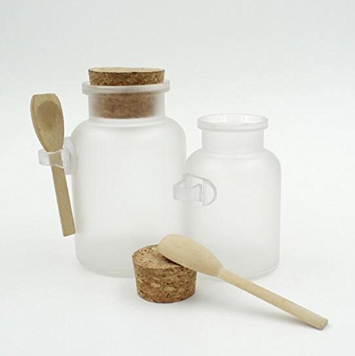 2pcs Očisti prazan ABS Plastična sol za kupanje sol komični prah za boce s drvenim poklopcem od pluta i žlicom DIY posuda