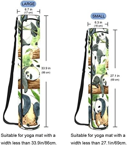 Slatka panda koja se penje na drvenu prostirku za jogu Zip-Top torbe za nošenje joge za žene i muškarce nosač prostirke za jogu s podesivim