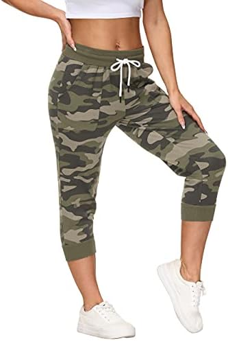 SpecialMagic ženske trenirke Capri Capri hlače obrezane jogger za trčanje hlača salon labave fit struka s bočnim džepovima
