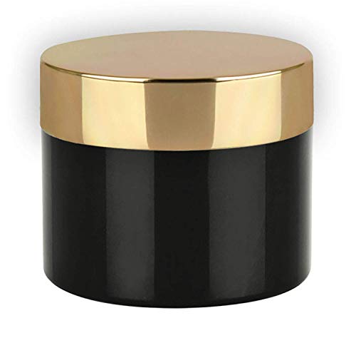Grand Parfums 4 oz, prazna crna plastična staklenka s ekstra visokim zlatnim metalnim poklopcima! Izvrsno za DIY projekte, dom, kuhinju
