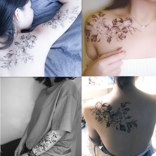 Dalin 4 listova seksi privremene tetovaže za žene cvijeće kolekcija crna ruža lažne tetovaže za žene muškarce