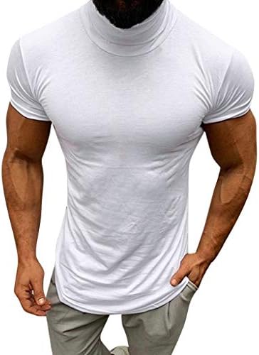 XXBR Majica za muškarce Turtleneck Čvrsti vrhovi casual Ljetni majica s kratkim rukavima lagane majice majice majice