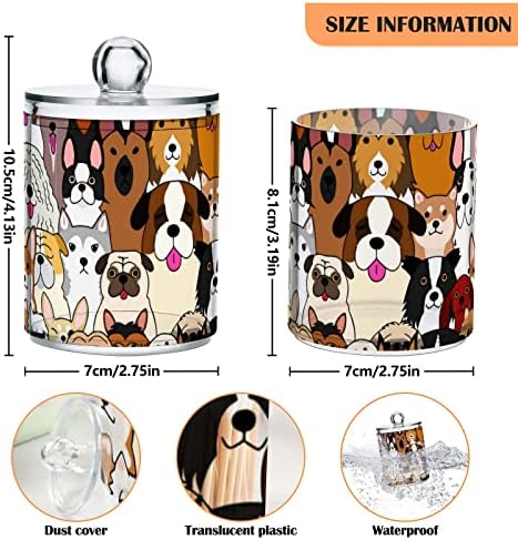 Doodle Dogs Pathong Trips držač za kupaonice Staklenke s poklopcima s poklopcima SET pamučni kuglični jastučić Okrugli držač za pamučne