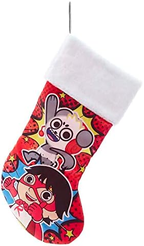 Kurt Adler Ryan's World World Božićni ukrasi i čarapa od 3 - Ukrasi i čarapa Ryan & Panda za odmor - službeno licencirani - Poklon