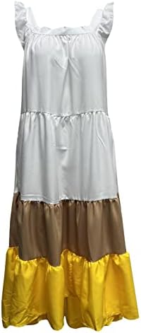 Frakarn najbolji ženski pokloni 2023, modni ženski ležerni vrat boho visoko slojeviti colorblock camisole haljina