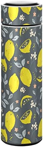 Dallanan Thermos Cup, klasično ljetno limunovo voće i cvjetovi 17oz vakuumska šalica boca od nehrđajućeg čelika Izolirana šalica za