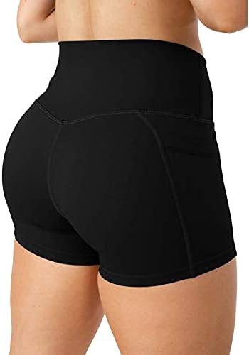 Žene križanje struka joga kratke hlače Sportski trening trčanje kratkih kratkih hlača s džepovima crne