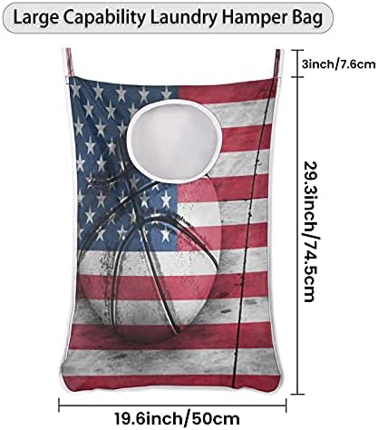 Američka zastava košarka viseća torba za rublje preko vrata torba za rublje kruta čvrsta kompaktna torba za pohranu viseća košara za