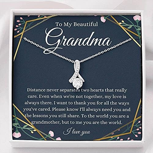 Nakit za poruke, ručno izrađena ogrlica- Personalizirani poklon Petit vrpca, za bake ogrlica za bake rođendan od unuka/unuka do moje