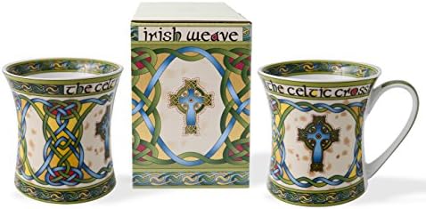 Kraljevska Tara tradicionalna irska tkanja kost Kina kava šalica keltski visoki križni set od 2 zelena
