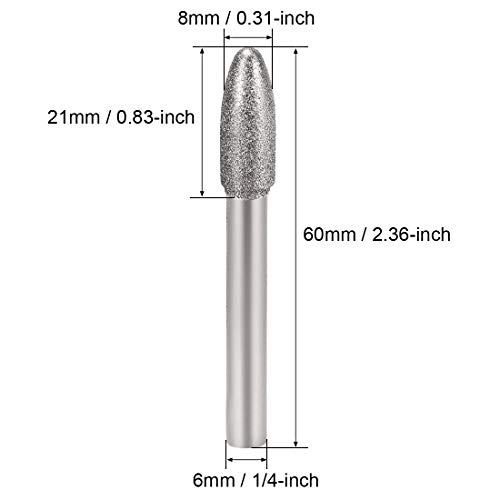 UxCell Diamond Burrs Bitovi za mljevenje rezbarenja rotacijski alat za stakleni kamen keramika 150 grit 1/4 mjehur 8 mm konično 10