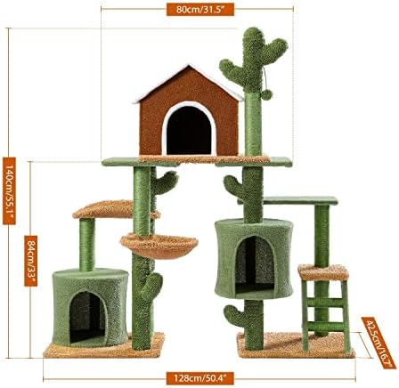 Kombinacija mačjeg stabla 9 u 1 mačji toranj sa stupom za grebanje Slatki namještaj za kuću od kaktusa s gnijezdom za kućne ljubimce