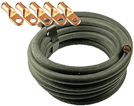 Crimp Supply Ultrafleksibilni kabel za bateriju/zavarivanje automobila - 4 mjerač, crni - 10 stopa - i 5 bakrenih nogu