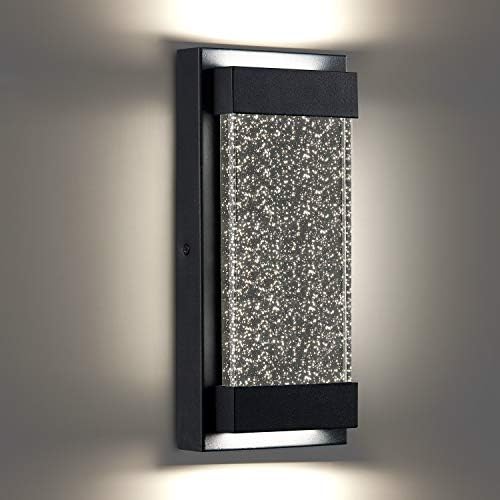 Zidna svjetiljka s mjehurićima, LED svjetlo za zidnu montažu, moderna vanjska zidna svjetiljka u mat crnoj boji s Bubble staklom, zidni