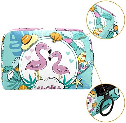 WOSHJIUK Mala šminkanja Torba Putovanje kozmetička torba s patentnim zatvaračem, Flamingos Palm Liets Ptice, kozmetički organizator