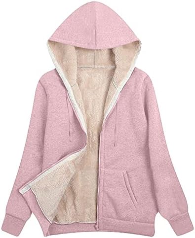 Zimski kaputi za žene, ležerna jakna od fleka, labava topla vanjska šerpa obložena debeli kaput nadmašuje zip up hoodies