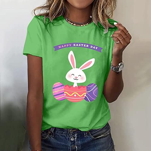 Majica Happy Uskrs Day Slatka zečja jaja grafičke majice casual okrugli vrat kratki rukavi majice majice za odmor