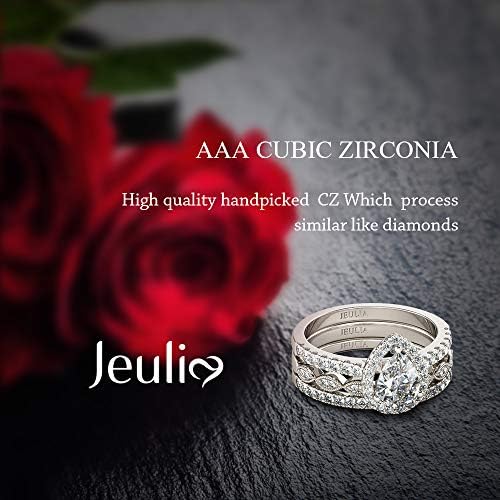 Prsten u obliku kruške u obliku kruške vjenčani prsten u obliku srca za žene od sterling srebra s bijelim dijamantom vjenčani vjenčani