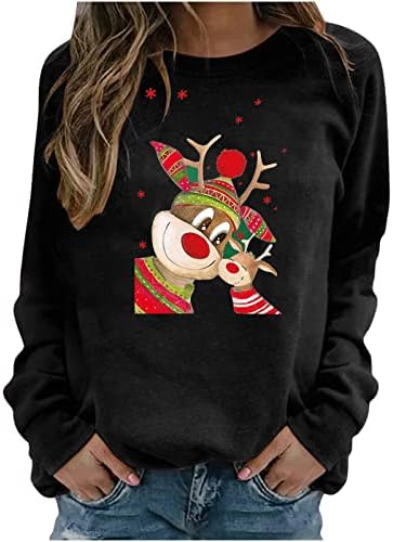 Ženske dukseve Slatki elk print casual pulover s dugim rukavima vrhovi božićni okrugli vrat print majica