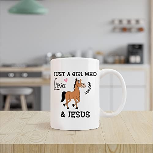 Kunlisa kršćanske šalice, samo djevojka koja voli konje i Isusove keramičke šalice-11oz kava za kavu čaj čaj šalica, šalice kršćanske