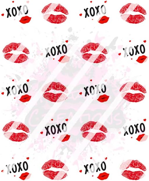 Dan zaljubljenih - Xoxo Hearts Lips Love Naljepnice za nokte - Naljepnice za nokte s vodom - Dizajn 1 Crveno