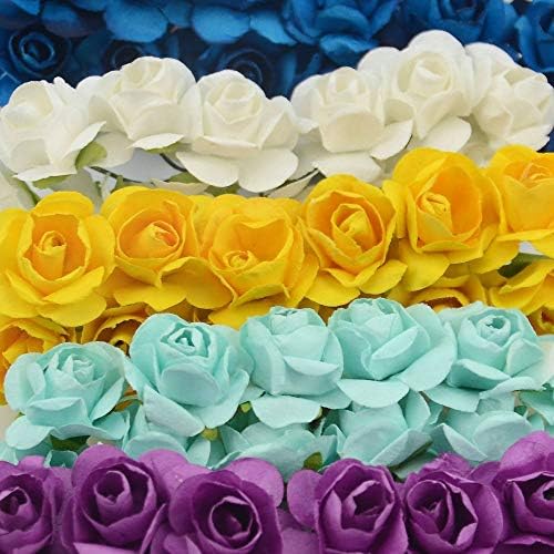 Zorpia 144pcs 3/5 inčni razne boje Mini papirnati cvjetovi Umjetni papirni cvjetovi za obrt i ukras