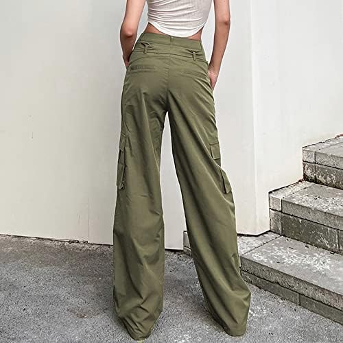 Cokuera ženske labave hlače s visokim strukom s dvostrukim strukom Street Street Style Casual Workwear Wide Nog hlače