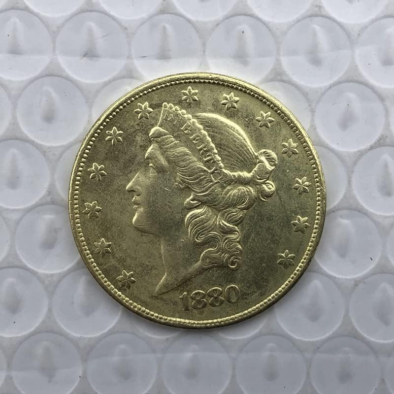 Verzija iz 1880 -ih American 20 Zlatni kovanski mesing Antique Handraft Strani prigodni novčić 34 mm
