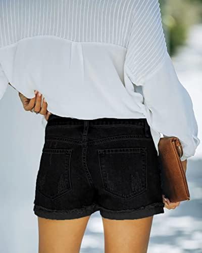 Fekoafe žene povremene ribane traper kratke kratke hlače srednjeg struka rastezljive jenske kratke hlače za žene