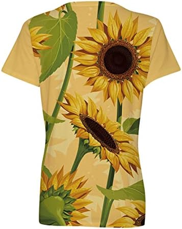 Tehnološko rastezanje ženski ljetni top casual izrez u obliku slova H. široka majica kratkih rukava sa suncokretovim cvjetnim printom